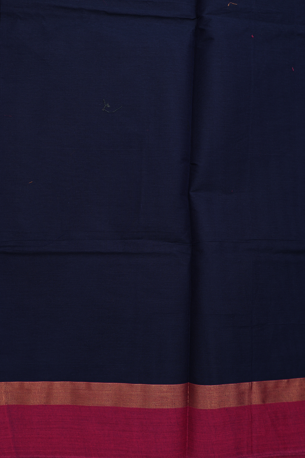 Coimbatore Cotton Saree In Navy Blue With Threadwork Motifs