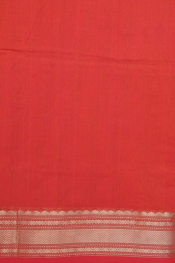 Coimbatore Cotton Saree In Orange Iruthalai Pakshi Buttas