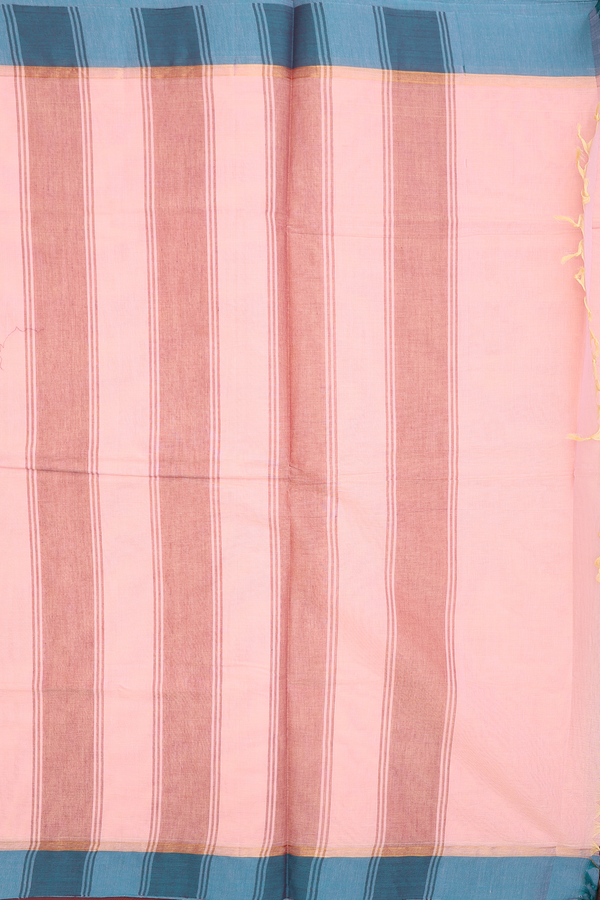 Coimbatore Cotton Saree In Orange With Contrast Border