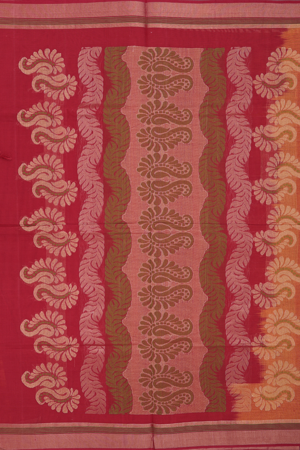 Coimbatore Cotton Saree In Orange With Threadwork Buttas