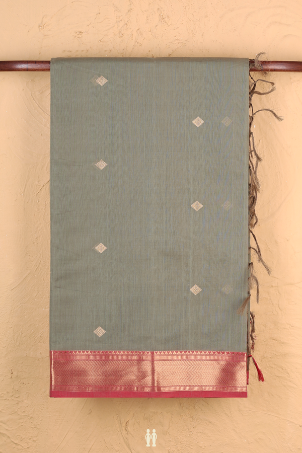 Coimbatore Cotton Saree In Pale Green With Diamond Buttas