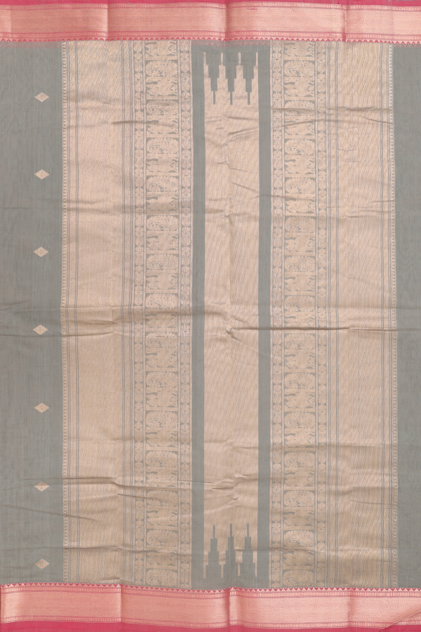 Coimbatore Cotton Saree In Pale Green With Diamond Buttas