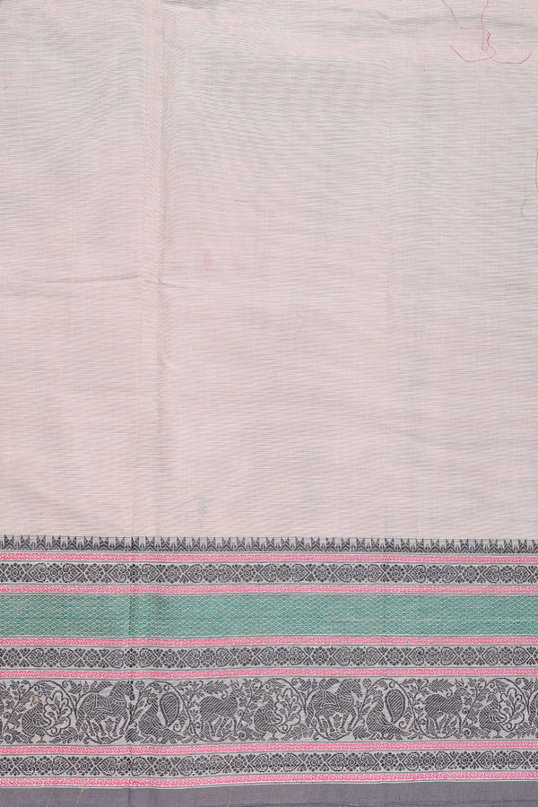 Coimbatore Cotton Saree In Pastel Brown With Threadwork Buttas