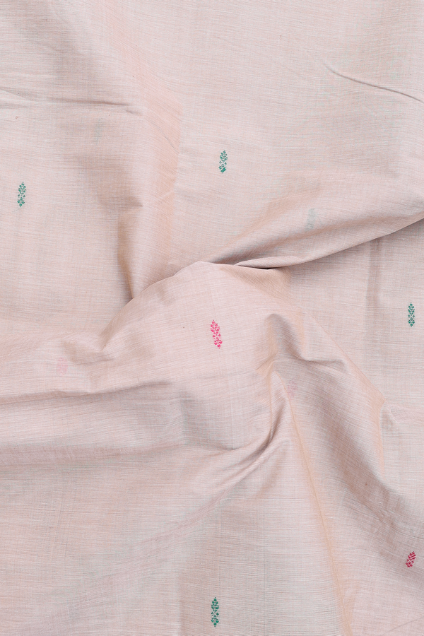 Coimbatore Cotton Saree In Pastel Brown With Threadwork Buttas