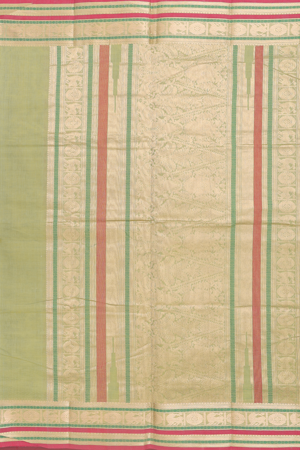 Coimbatore Cotton Saree In Pastel Green With Checks Design