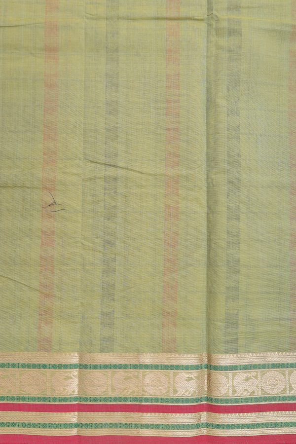 Coimbatore Cotton Saree In Pastel Green With Checks Design