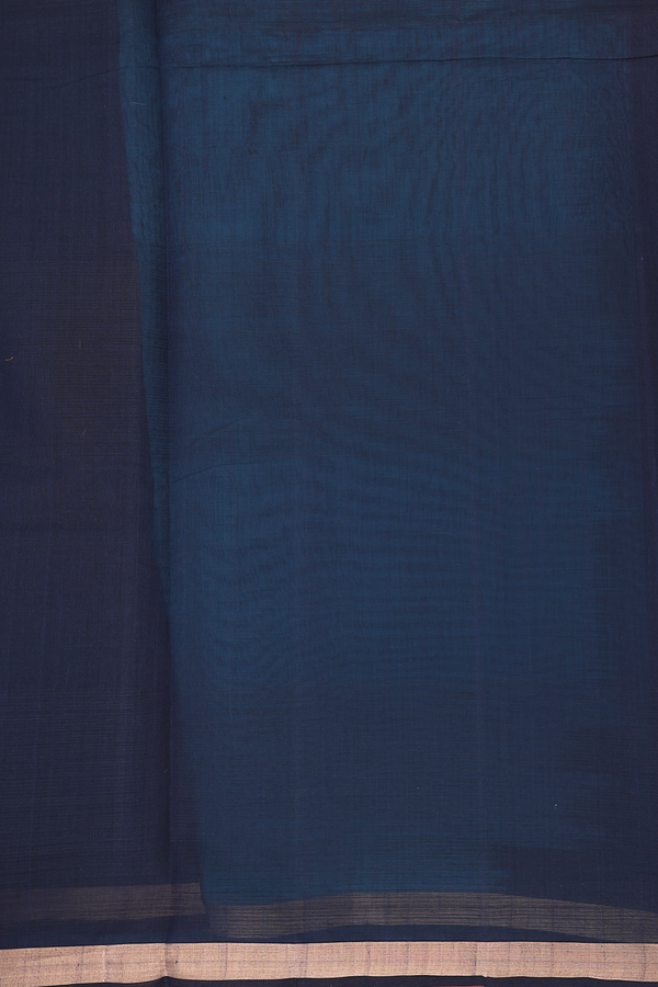 Coimbatore Cotton Saree In Peacock Blue With Paisley Motifs