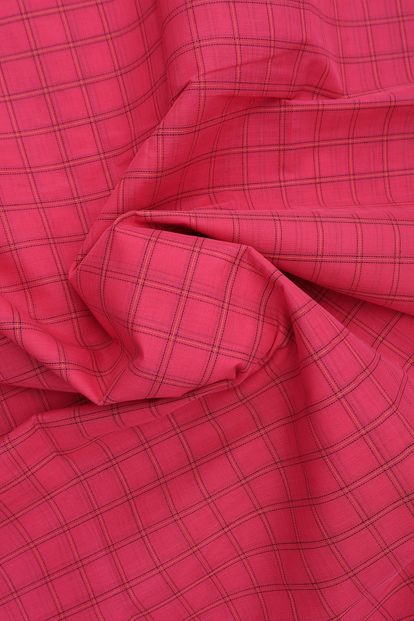 Coimbatore Cotton Saree In Pink With Checks Design