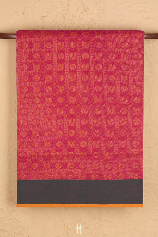 Coimbatore Cotton Saree In Pink With Peacock Design