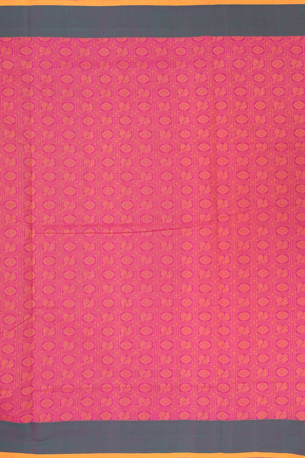 Coimbatore Cotton Saree In Pink With Peacock Design
