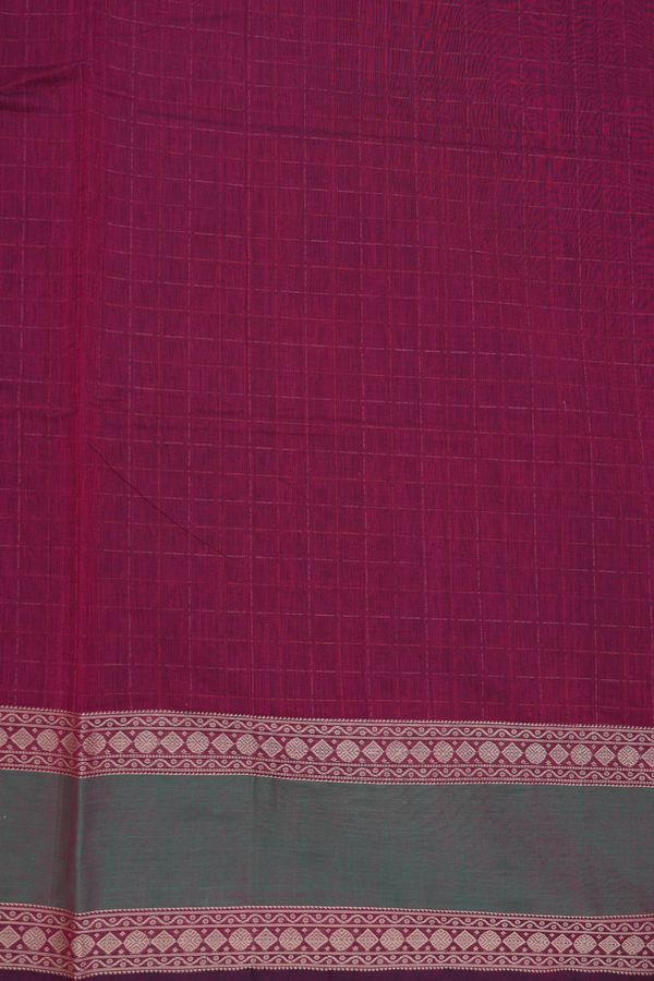 Coimbatore Cotton Saree In Plum Purple With Checks Design