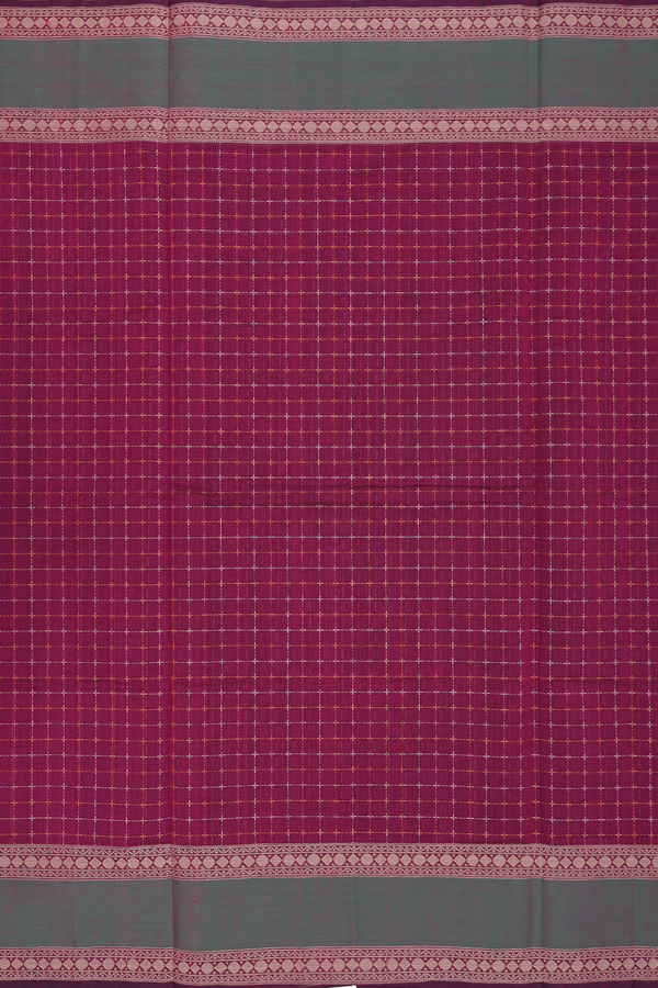 Coimbatore Cotton Saree In Plum Purple With Checks Design