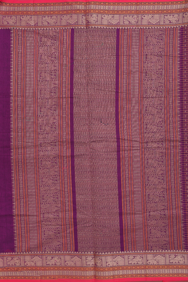 Coimbatore Cotton Saree In Purple With Checks Design
