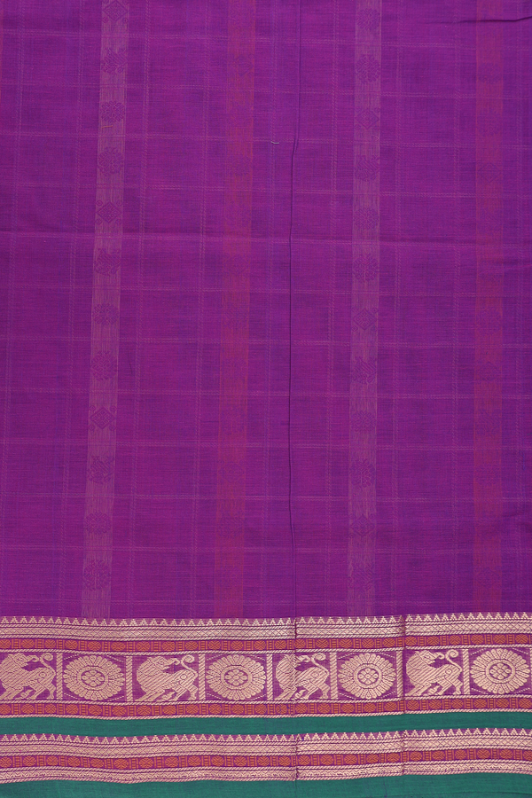 Coimbatore Cotton Saree In Purple With Checks Design
