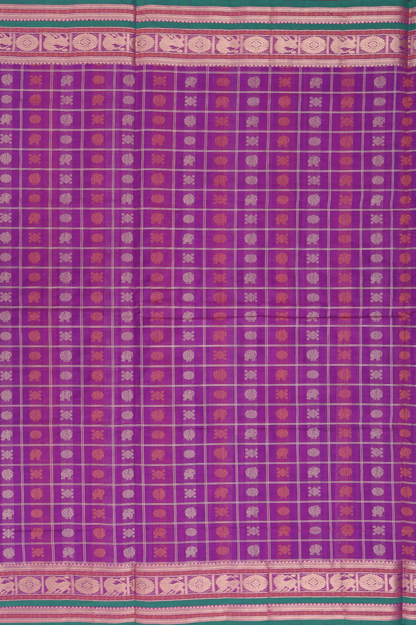 Coimbatore Cotton Saree In Purple With Checks Design