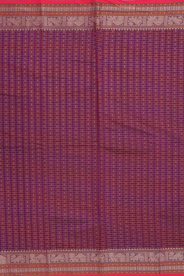 Coimbatore Cotton Saree In Purple With Checks Design