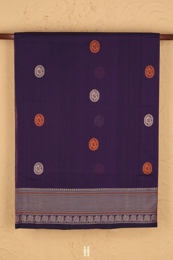 Coimbatore Cotton Saree In Purple With Peacock Buttas