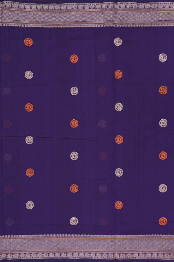 Coimbatore Cotton Saree In Purple With Peacock Buttas