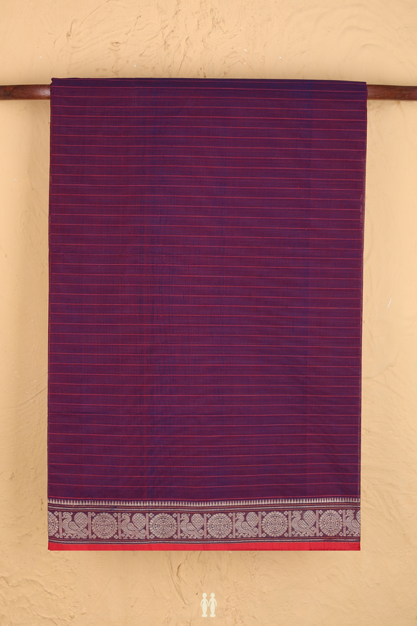 Coimbatore Cotton Saree In Purple With Stripes Design