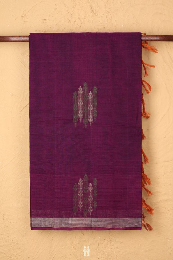 Coimbatore Cotton Saree In Purple With Threadwork Motifs