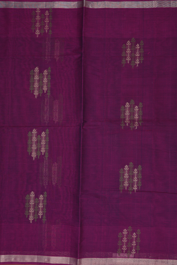 Coimbatore Cotton Saree In Purple With Threadwork Motifs