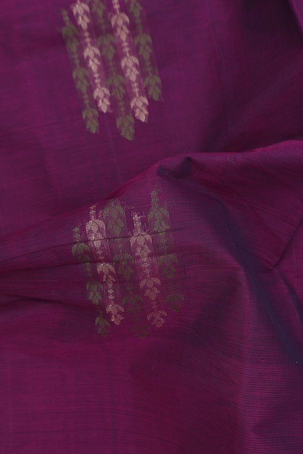 Coimbatore Cotton Saree In Purple With Threadwork Motifs