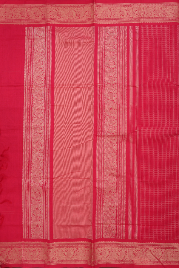 Coimbatore Cotton Saree In Rani Pink With Checks Along Buttas