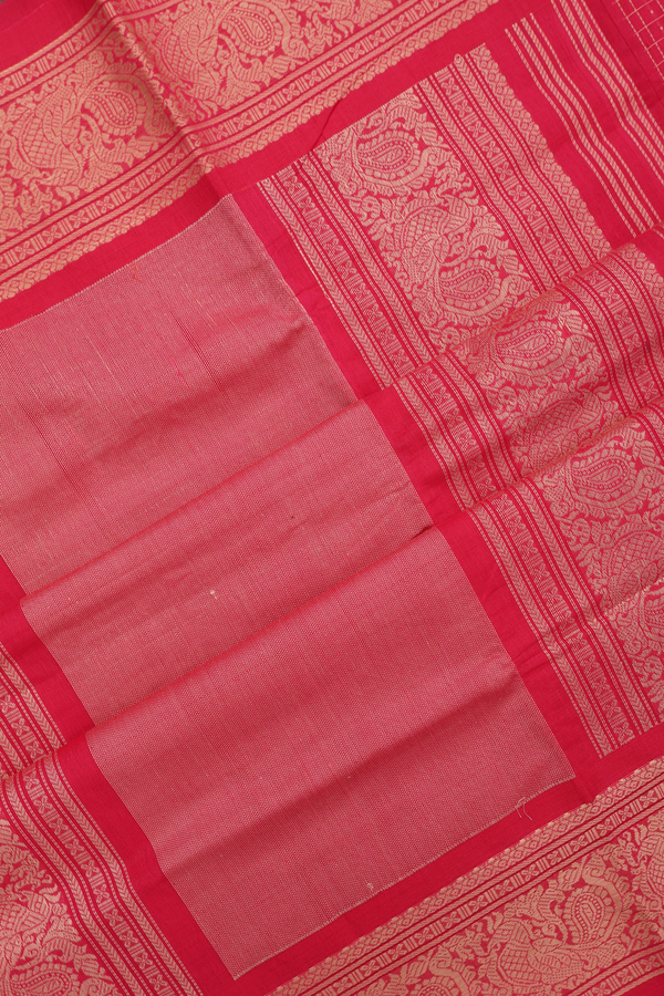 Coimbatore Cotton Saree In Rani Pink With Checks Along Buttas