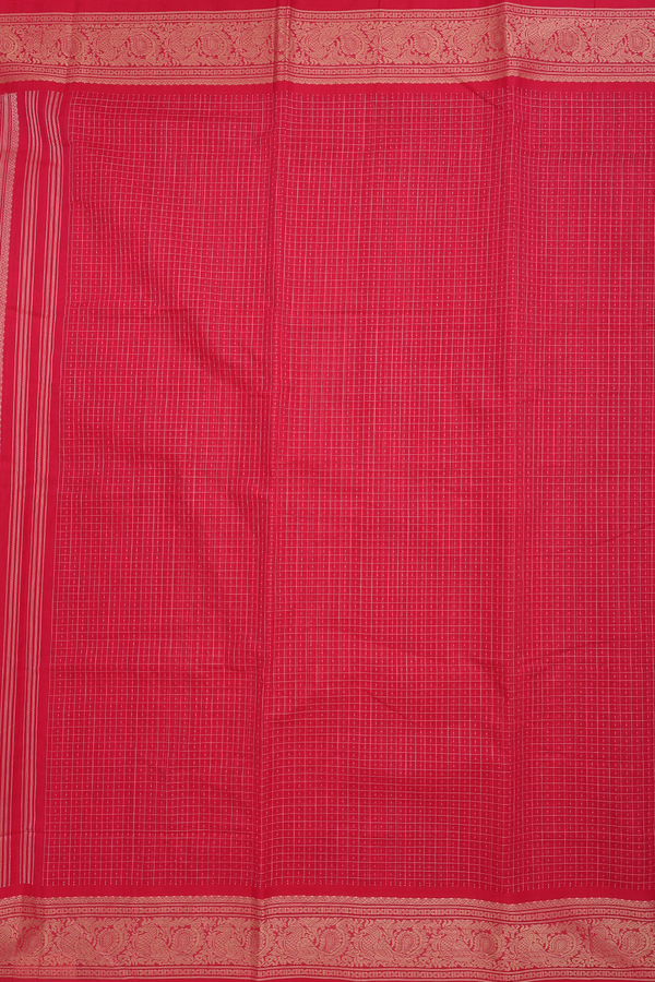 Coimbatore Cotton Saree In Rani Pink With Checks Along Buttas