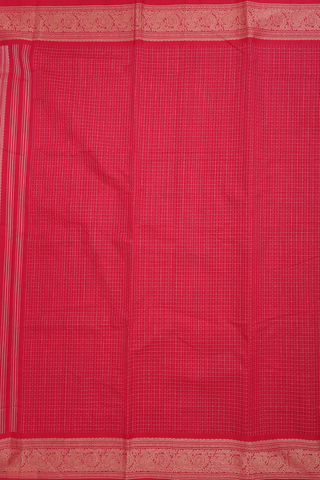 Coimbatore Cotton Saree In Rani Pink With Checks Along Buttas