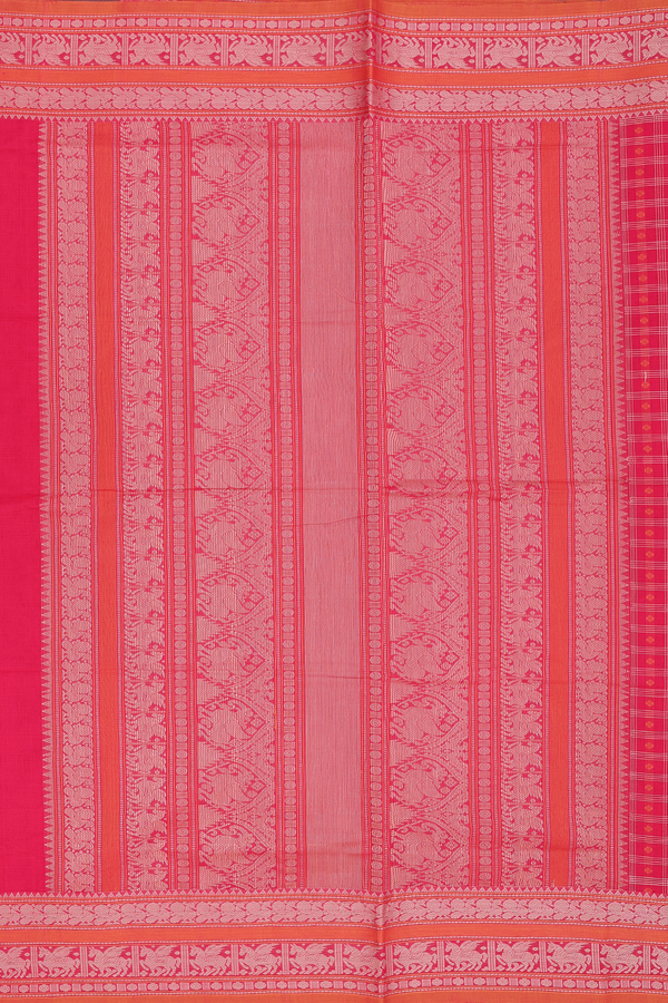 Coimbatore Cotton Saree In Red With Checks Design