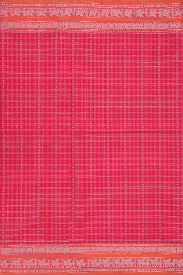 Coimbatore Cotton Saree In Red With Checks Design