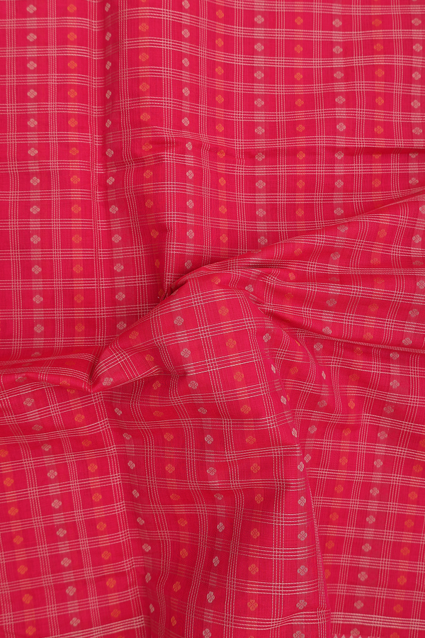 Coimbatore Cotton Saree In Red With Checks Design
