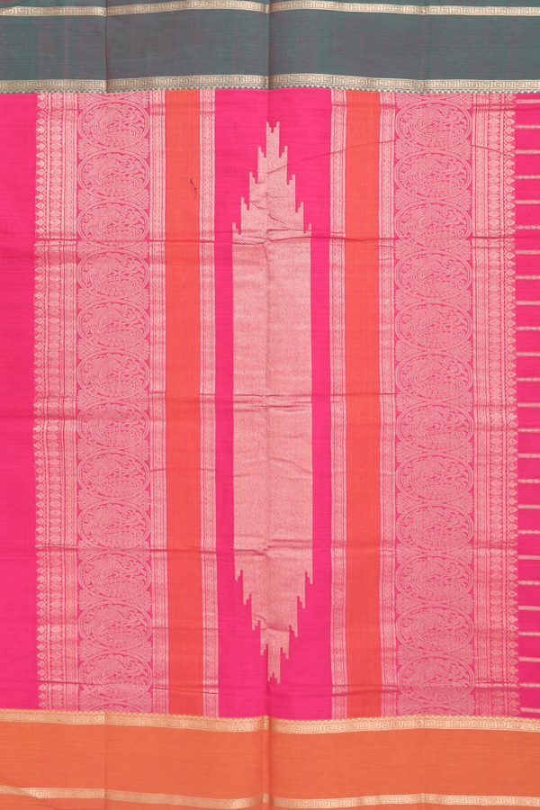 Coimbatore Cotton Saree In Rani Pink With Stripes Design