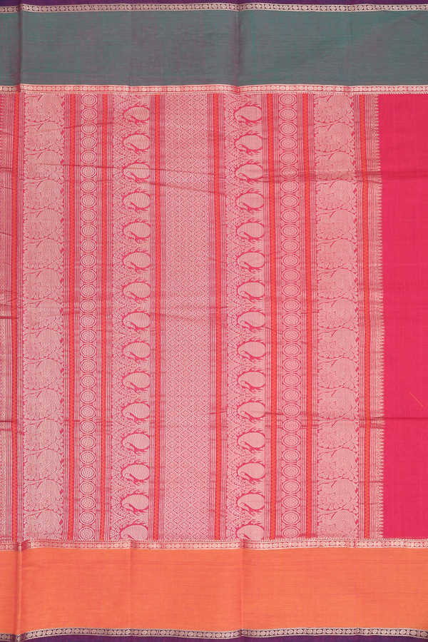 Coimbatore Cotton Saree In Rani Pink With Stripes Design