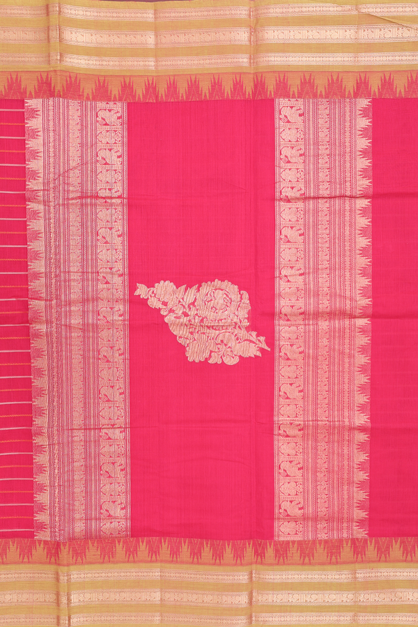 Coimbatore Cotton Saree In Rani Pink With Stripes Design