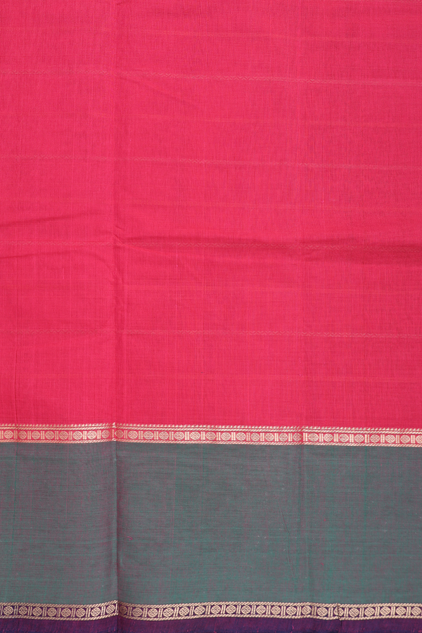 Coimbatore Cotton Saree In Rani Pink With Stripes Design