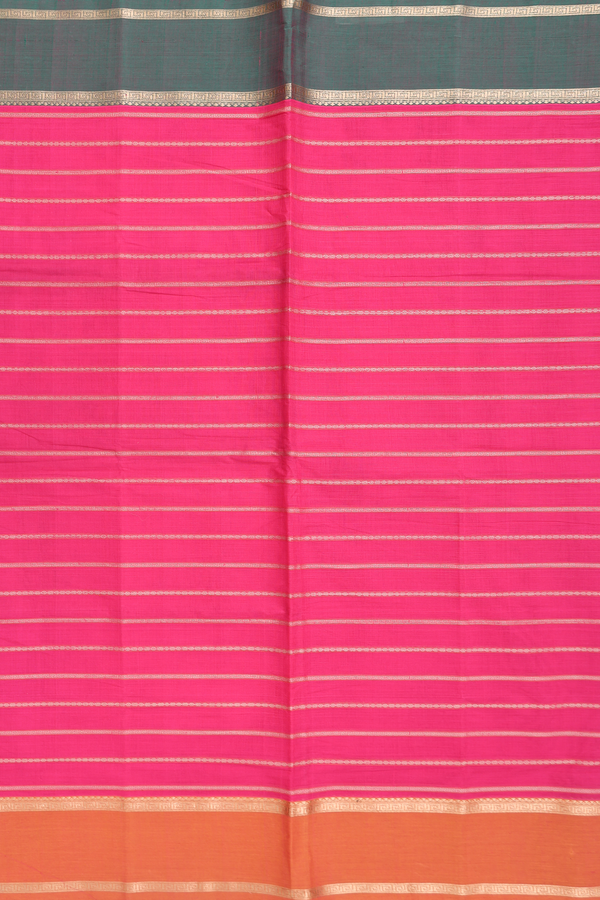 Coimbatore Cotton Saree In Rani Pink With Stripes Design