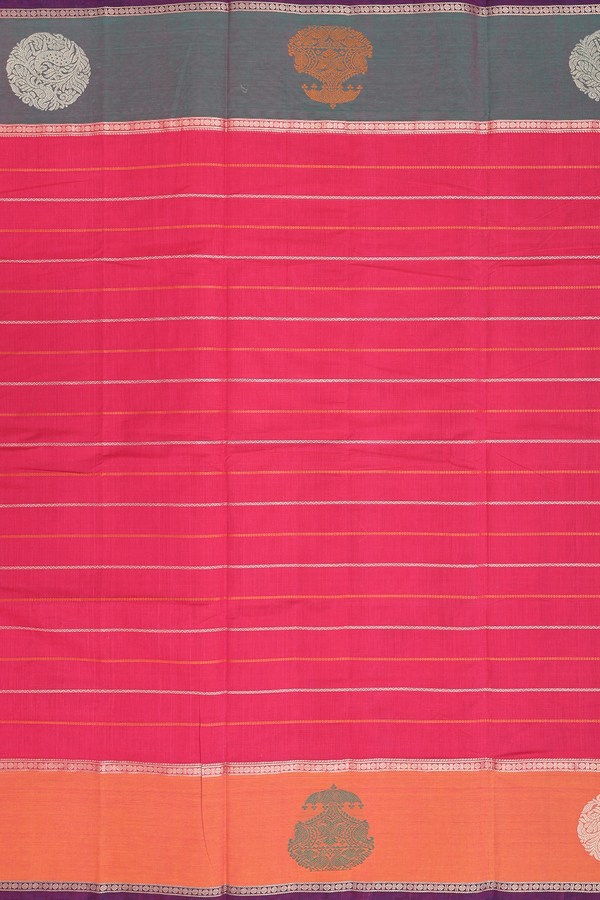 Coimbatore Cotton Saree In Rani Pink With Stripes Design