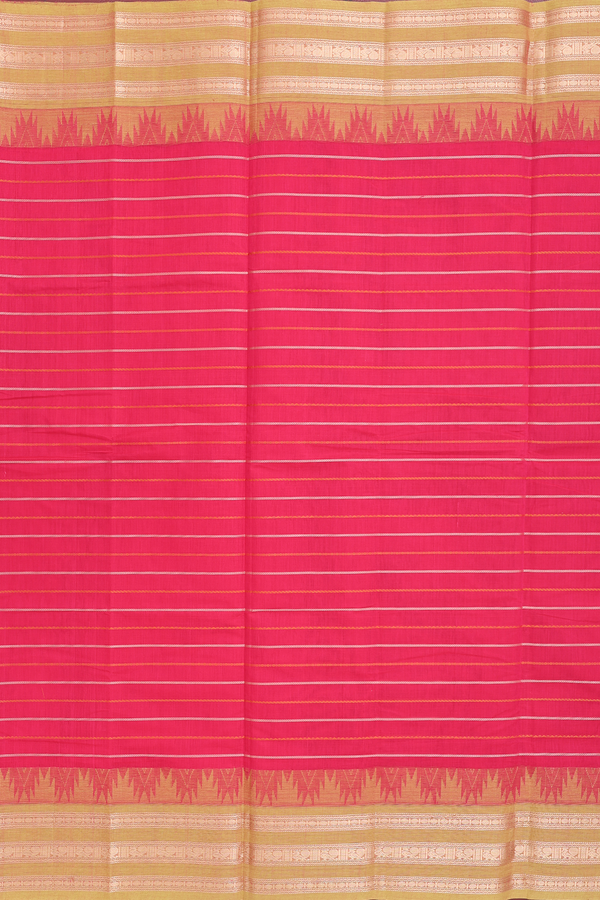Coimbatore Cotton Saree In Rani Pink With Stripes Design