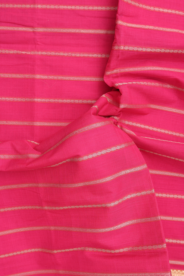 Coimbatore Cotton Saree In Rani Pink With Stripes Design