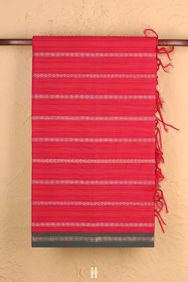 Coimbatore Cotton Saree In Rani Pink With Threadwork Design