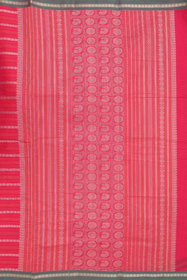 Coimbatore Cotton Saree In Rani Pink With Threadwork Design