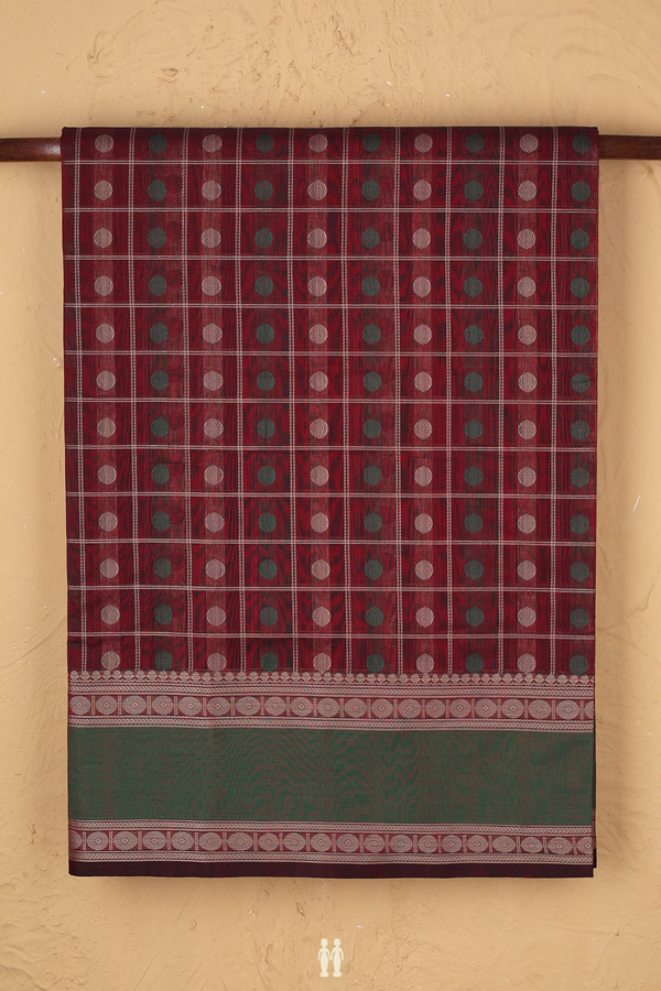 Coimbatore Cotton Saree In Red With Checks Design