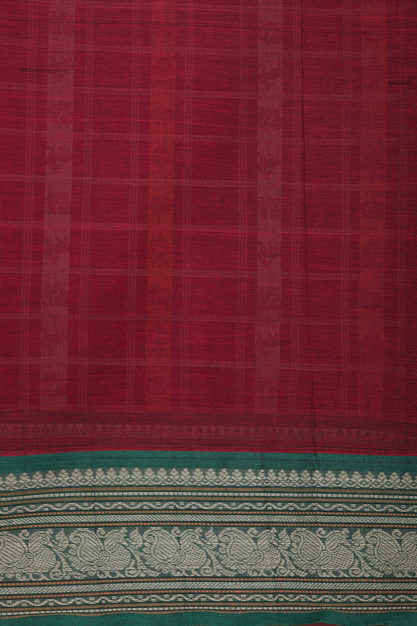 Coimbatore Cotton Saree In Red With Checks Design