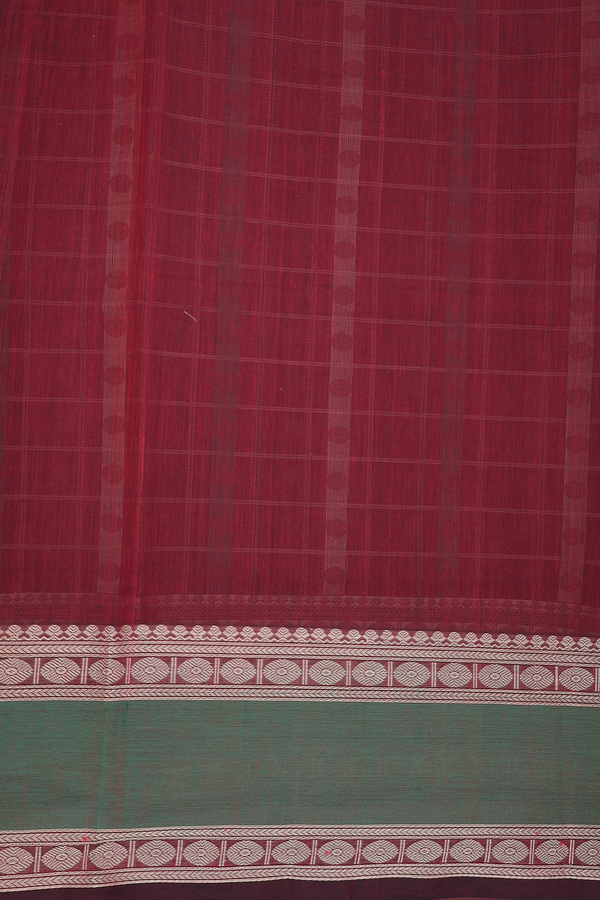 Coimbatore Cotton Saree In Red With Checks Design