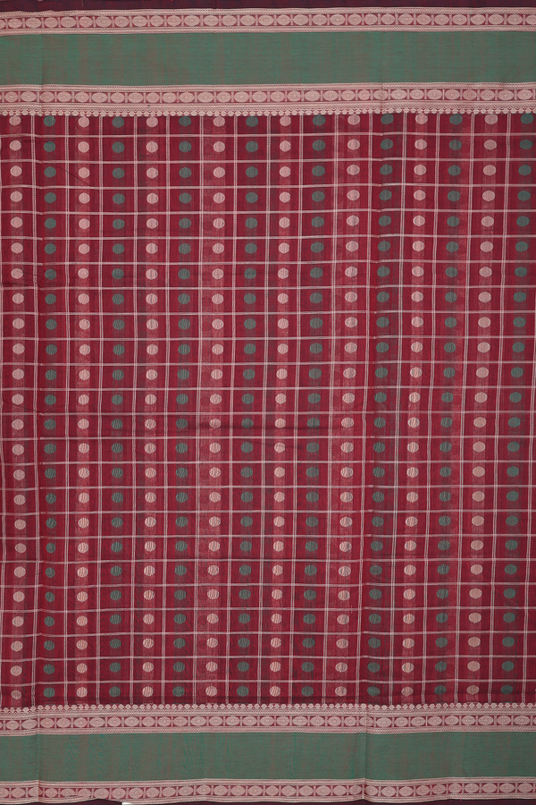 Coimbatore Cotton Saree In Red With Checks Design