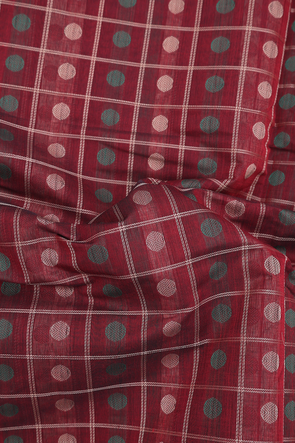 Coimbatore Cotton Saree In Red With Checks Design