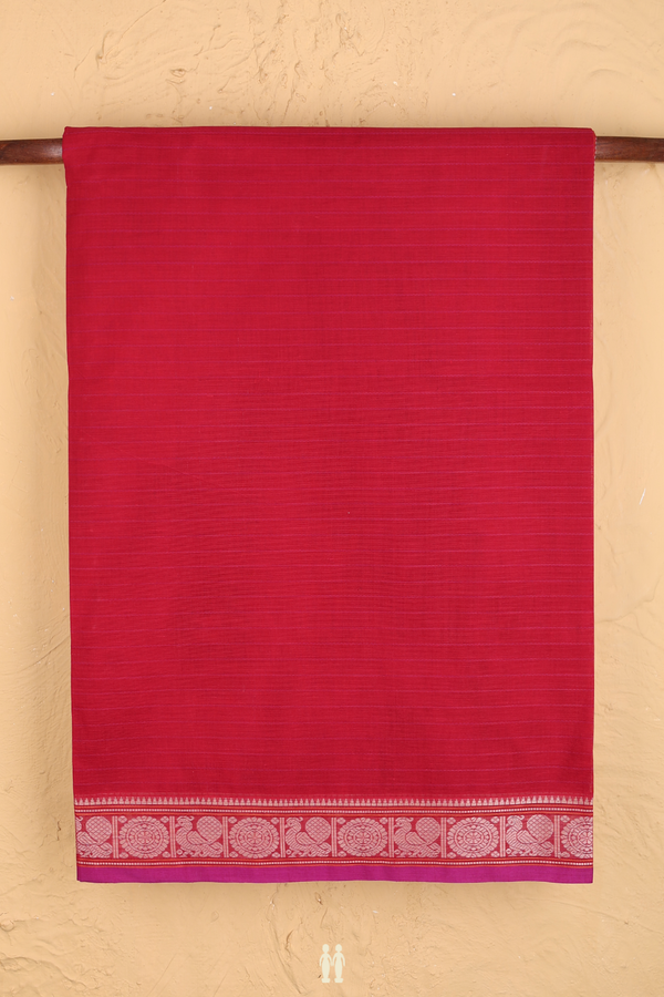 Coimbatore Cotton Saree In Red With Stripes Design