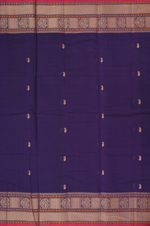 Coimbatore Cotton Saree In Regal Purple With Paisley Buttas